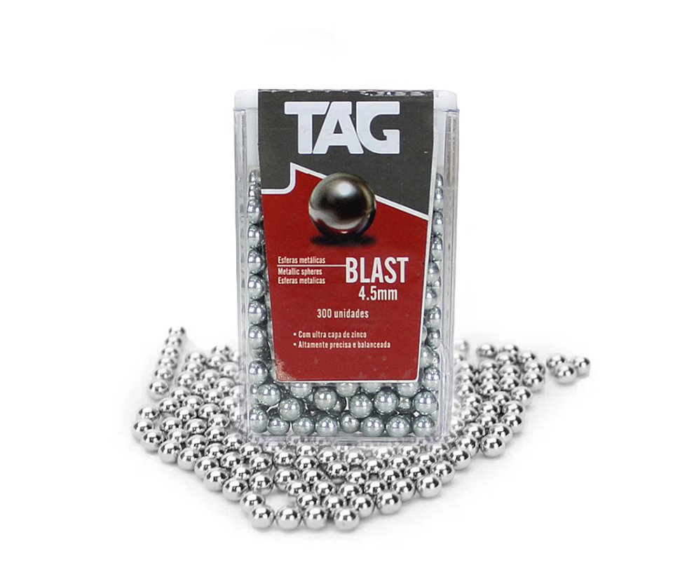 Esfera munição de aço cromado BBs 4.5mm com 300und - Tag