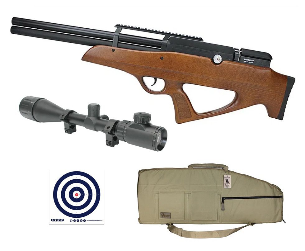 Carabina de Pressão PCP Behemoth PS-R2-SF 5,5mm Wood - Nova Vista + Case Estojo Premium + Luneta 6-24x50 + Alvos