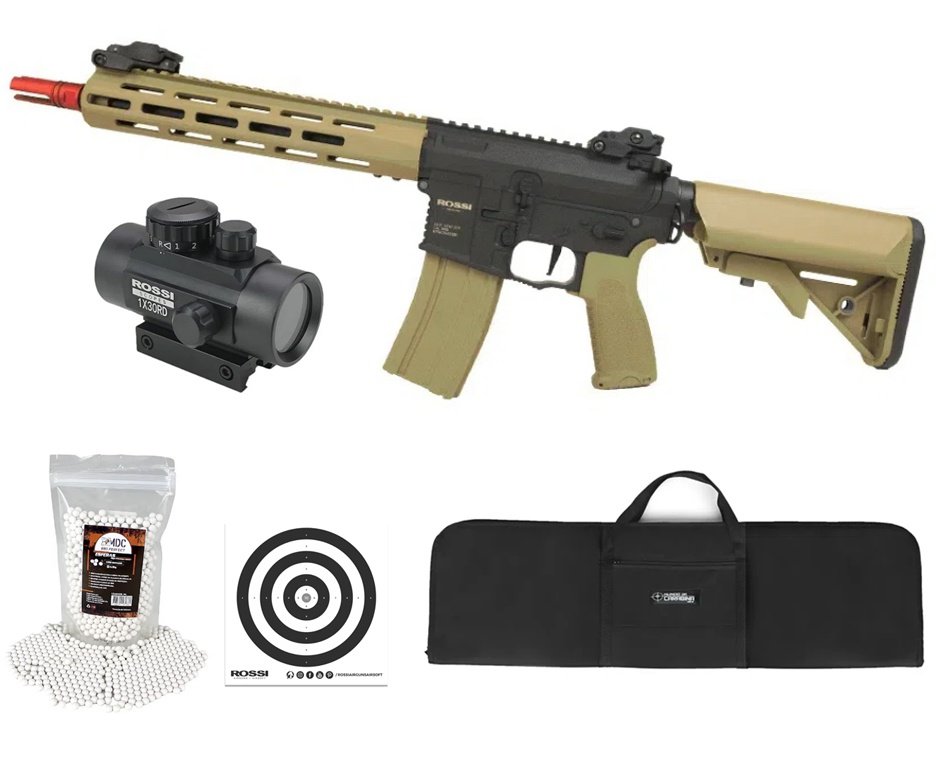 Rifle Airsoft AR15 Neptune Sentinel 10” Tan M-LOK + Capa + BBS + Red Dot + Alvos