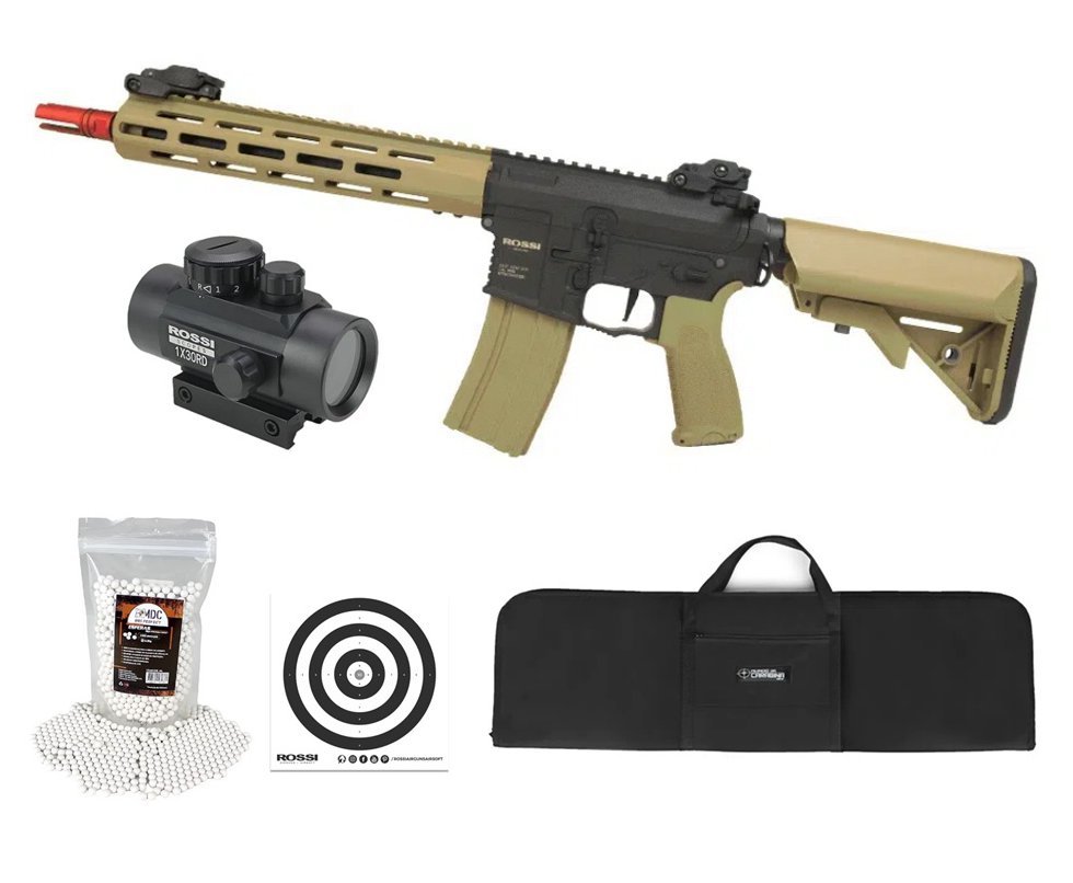 Rifle Airsoft AR15 Neptune Sentinel 10” Tan M-LOK + Capa + BBS + Red Dot + Alvos
