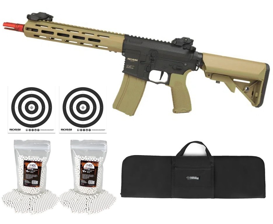 Rifle Airsoft AR15 Neptune Sentinel 10” Tan M-LOK + Capa + BBS + Alvos