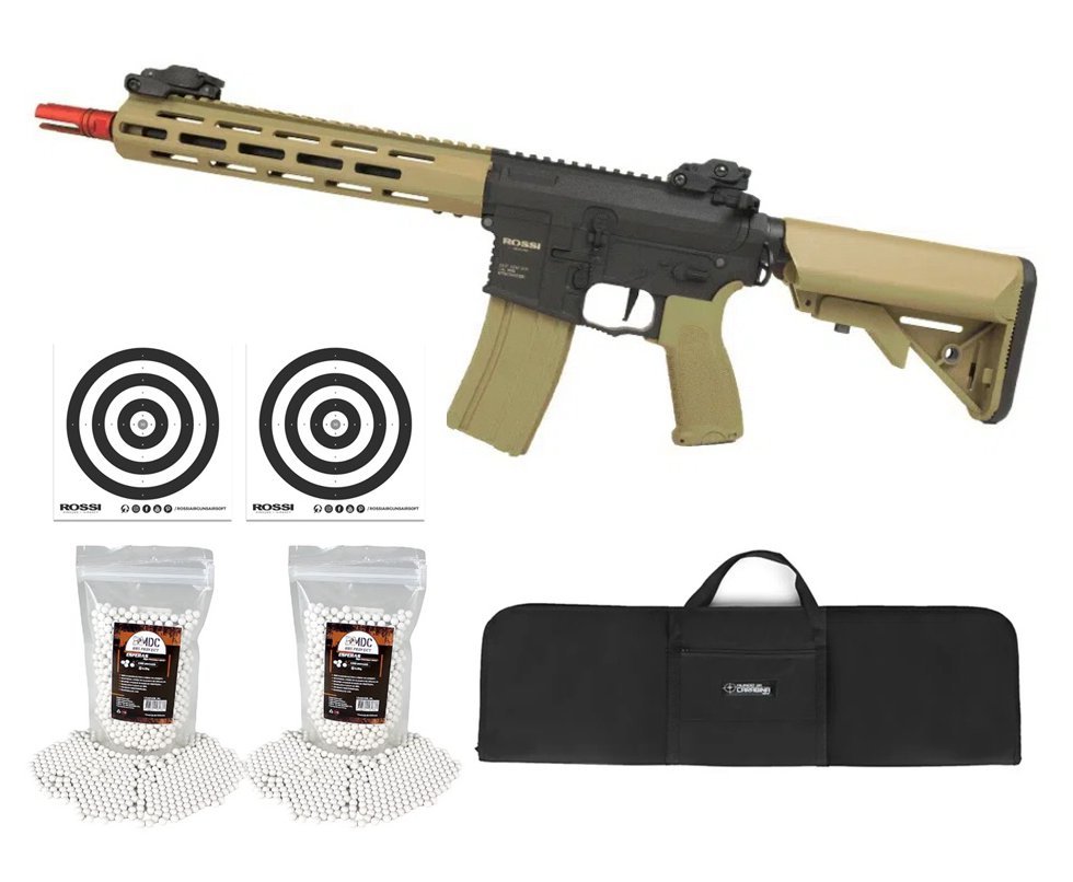 Rifle Airsoft AR15 Neptune Sentinel 10” Tan M-LOK + Capa + BBS + Alvos