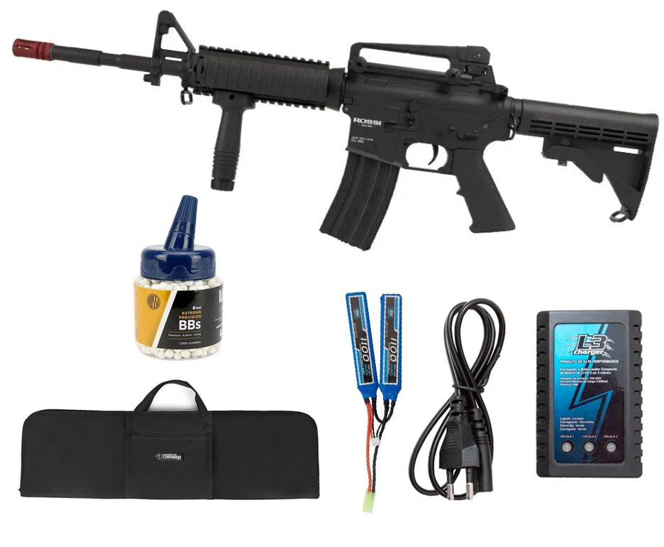 Rifle Airsoft Sentinel M4A1 CAR RIS Full Metal Neptune + Bateria + Carregador + Capa + BBS