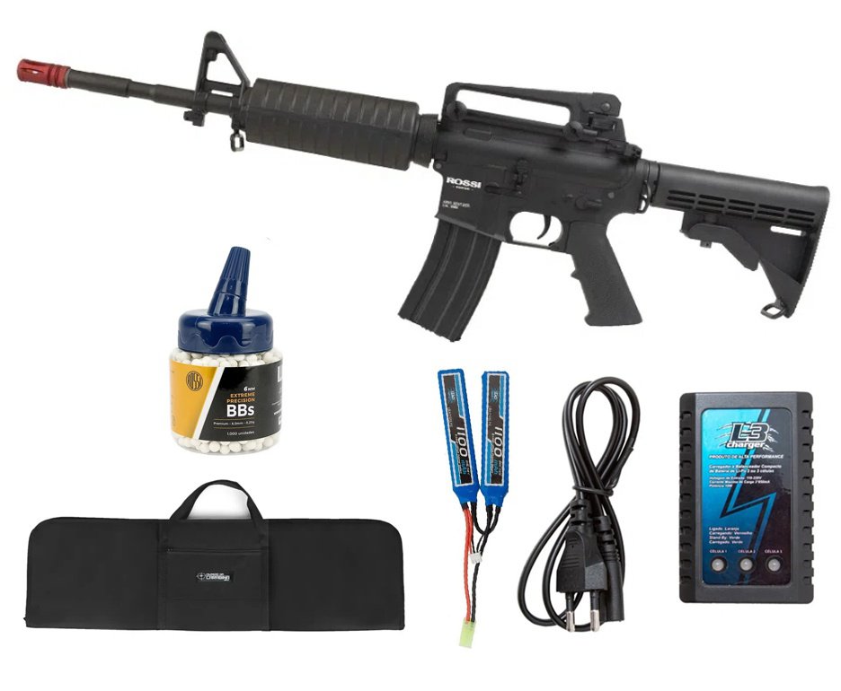 Rifle Airsoft Sentinel M4A1 Carbine Full Metal + Bateria + Carregador + Capa + BBS