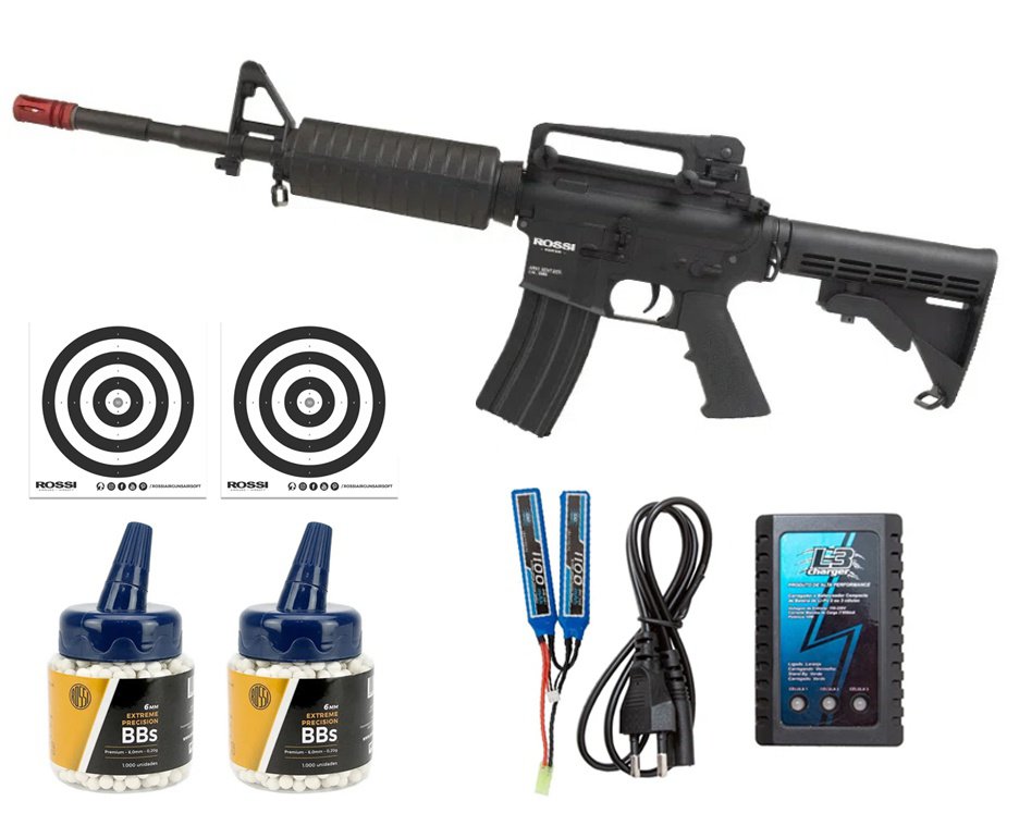 Rifle Airsoft Sentinel M4A1 Carbine Full Metal + Bateria + Carregador + BBS + Alvos