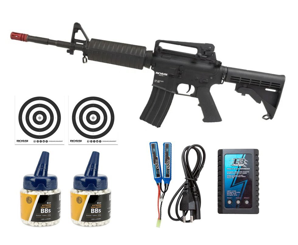 Rifle Airsoft Sentinel M4A1 Carbine Full Metal + Bateria + Carregador + BBS + Alvos