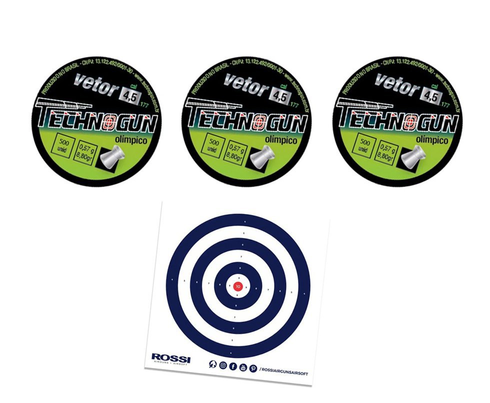 Kit 3 Caixas Chumbinho Vetor - Calibre 4,5 Mm - 500 Unids + Alvos 40unds