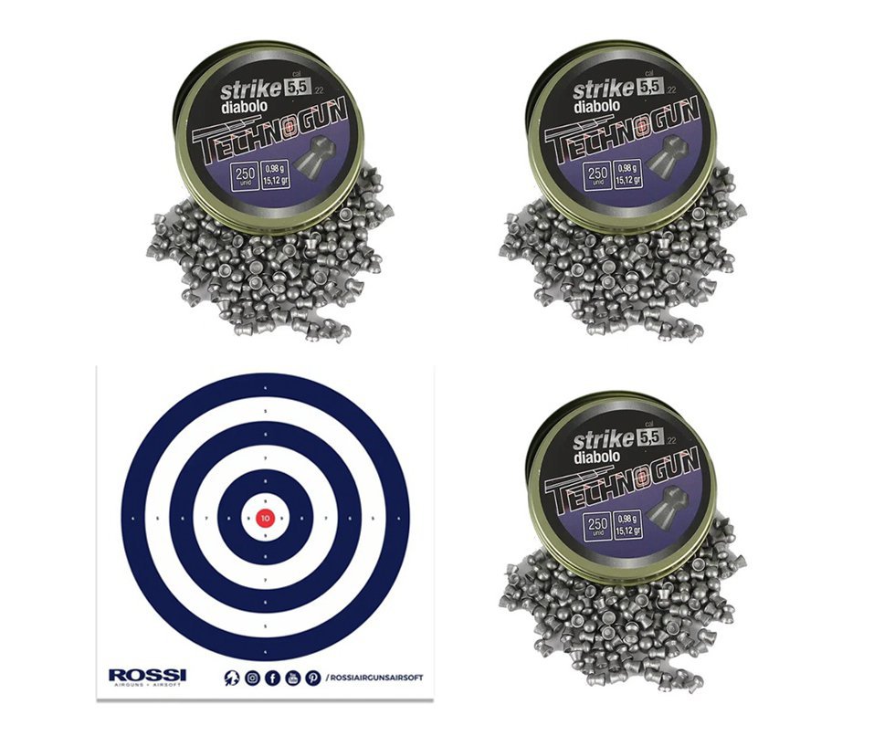 Kit com 3 caixas de Chumbinho Strike Diabolo - 5,5 + Alvos 40 Unds