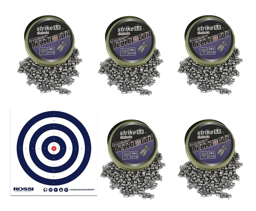 Kit com 5 caixas de Chumbinho Strike Diabolo - 5,5 + Alvos 40 Unds