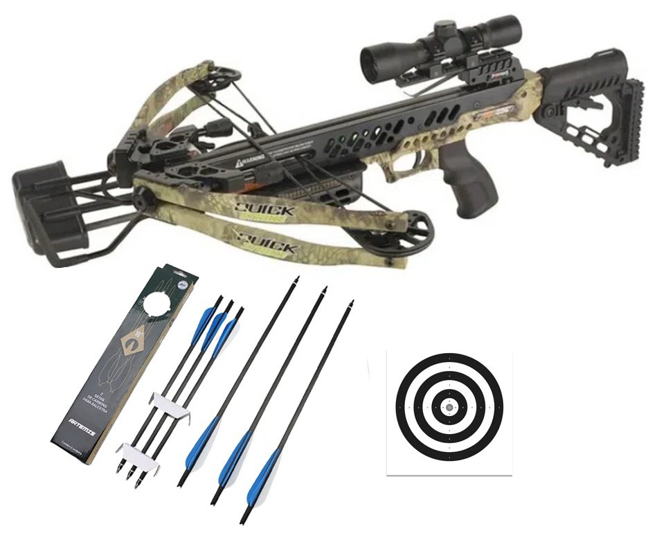 Besta/Balestra Composta Quick Strike 185 lbs + Luneta 4x32 + 3 Flechas de Fibra De Carbono