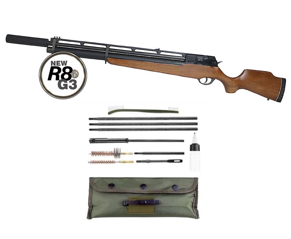 Carabina De Pressão Pcp Rossi R8 G3 Madeira Alto Fluxo STD 5,5 + Kit Limpeza