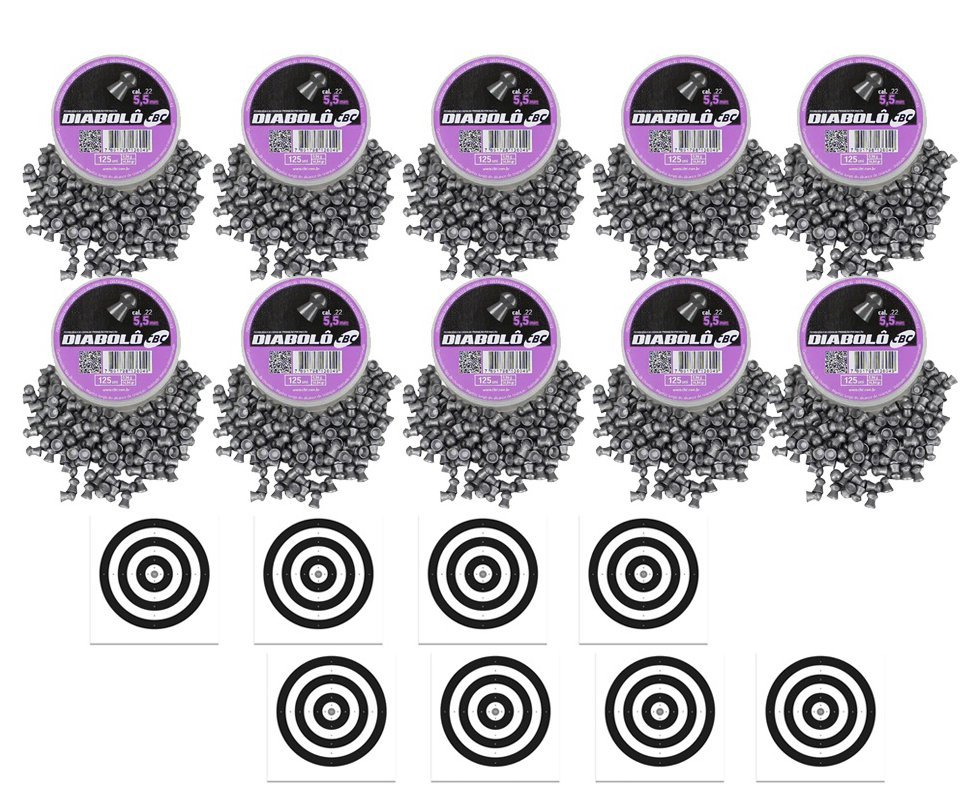 Kit com 10 Caixas de Chumbinho CBC Diabolo 5,5 + Alvos