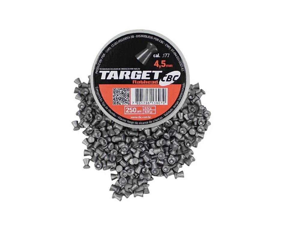 Kit com 10 Caixas de Chumbinho CBC Target Flathead 4,5 + Alvos