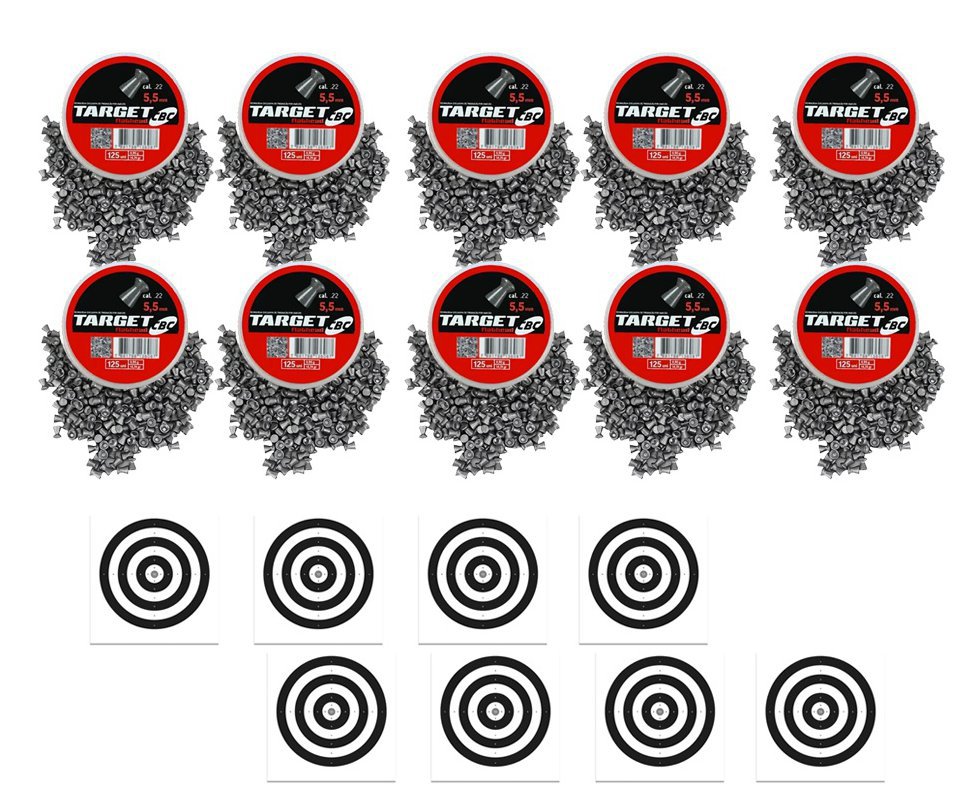 Kit com 10 Caixas de Chumbinho Target Flathead 5,5 + Alvos