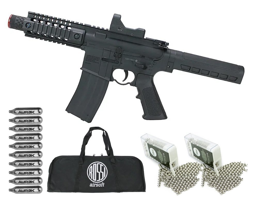 Rifle de Pressão CO2 M4 MPW A4-P Full Auto Blowback 4,5 + Co2 + BBS + Capa