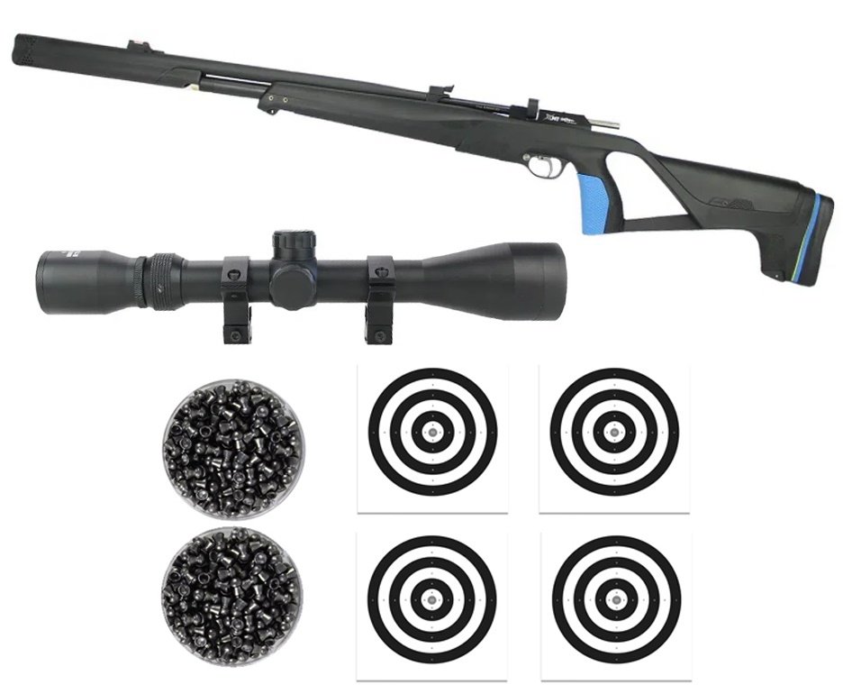 Carabina PCP Stoeger XM1 S4 Supressor 5,5 + Luneta 3-9x40+ Chumbos + Alvos