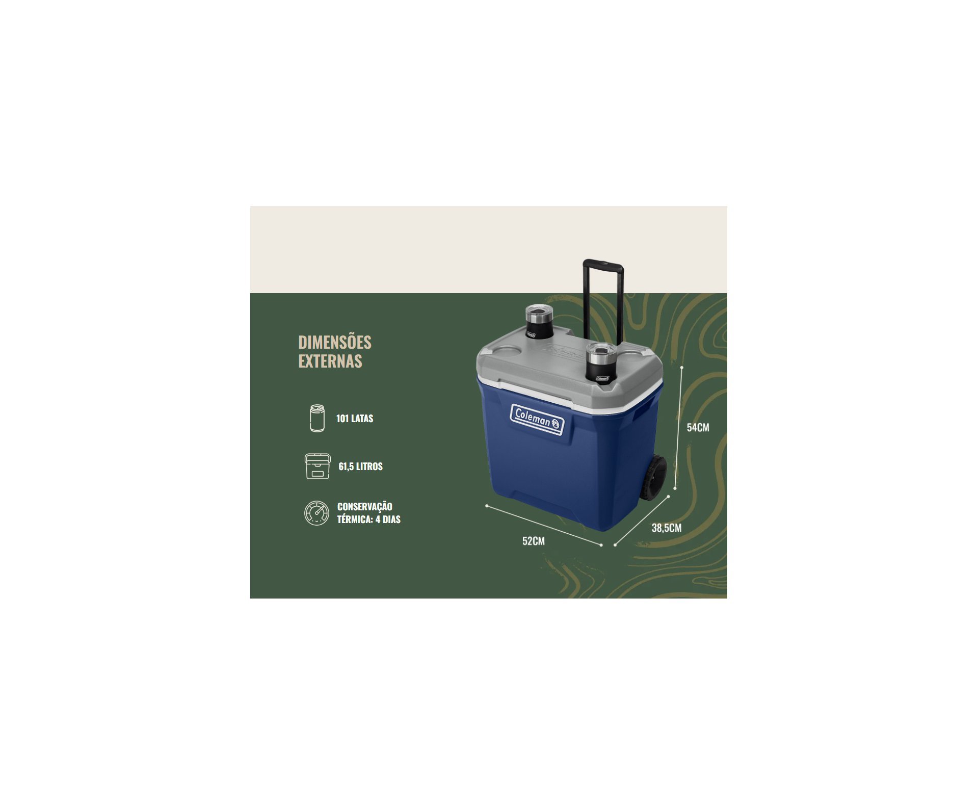 Caixa Térmica 316 Séries com Rodas 65 QT 61,5L Lakeside - Coleman