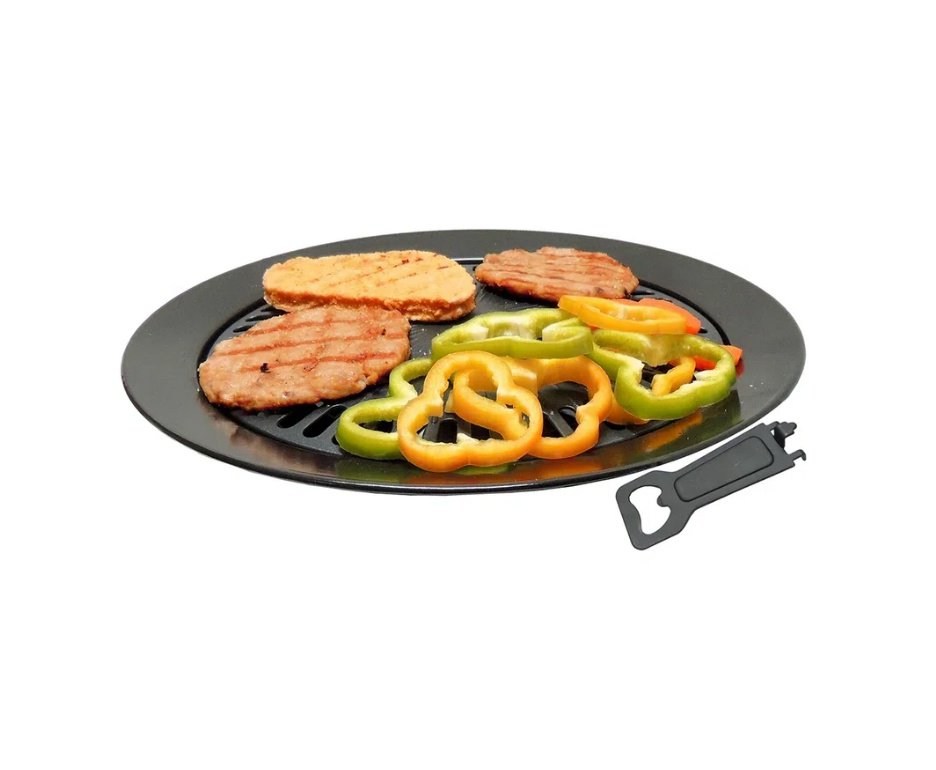 Fogareiro Frontier Portatil Para Cozinha E Camping Azul + Refil + Grill Plate