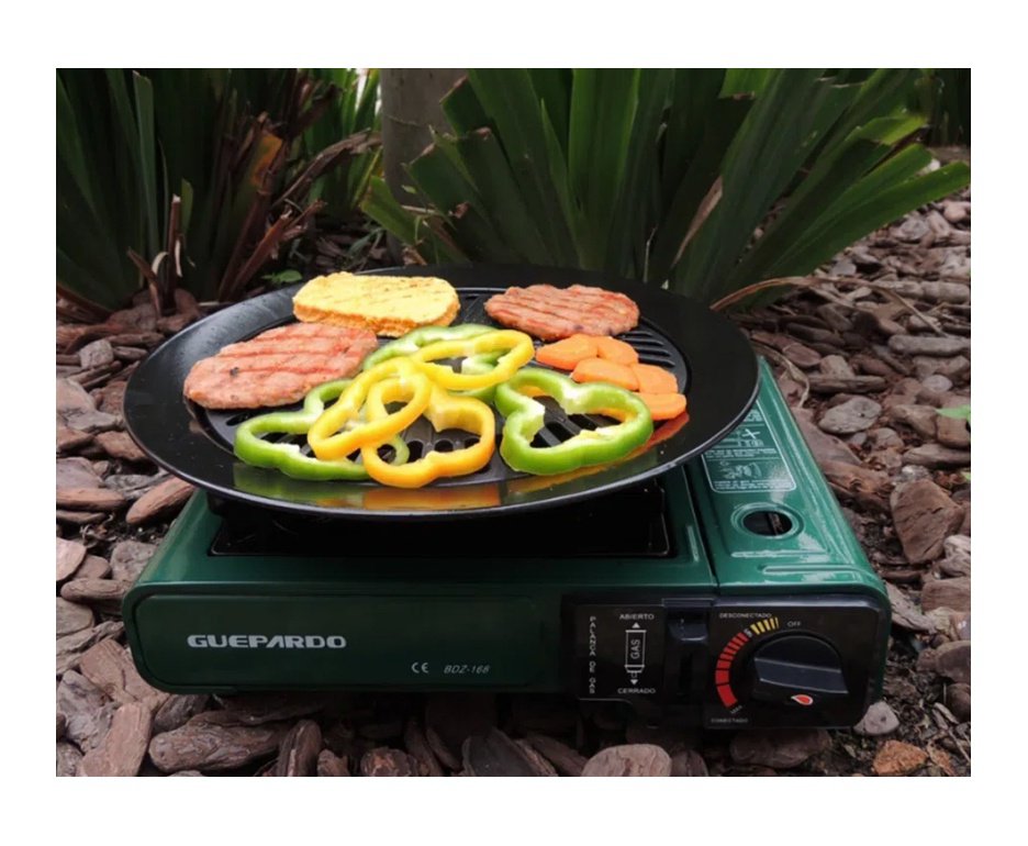 Fogareiro Frontier Portatil Para Cozinha E Camping Preto + Refil + Grill Plate