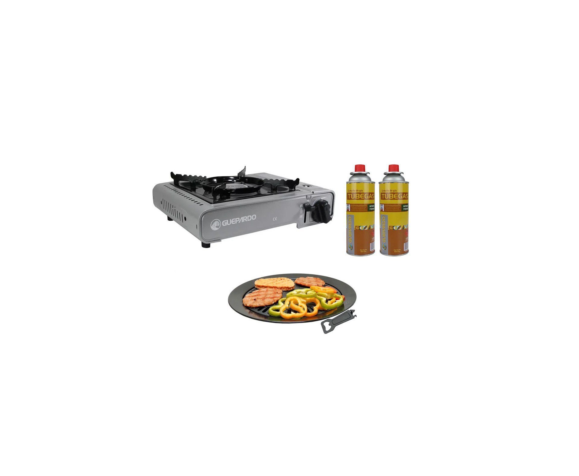 Fogareiro Horizontal Duppio Cinza + Refil + Grill Plate