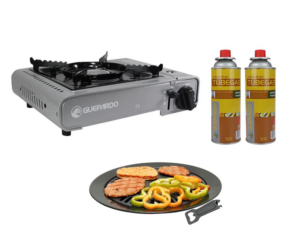 Fogareiro Horizontal Duppio Cinza + Refil + Grill Plate