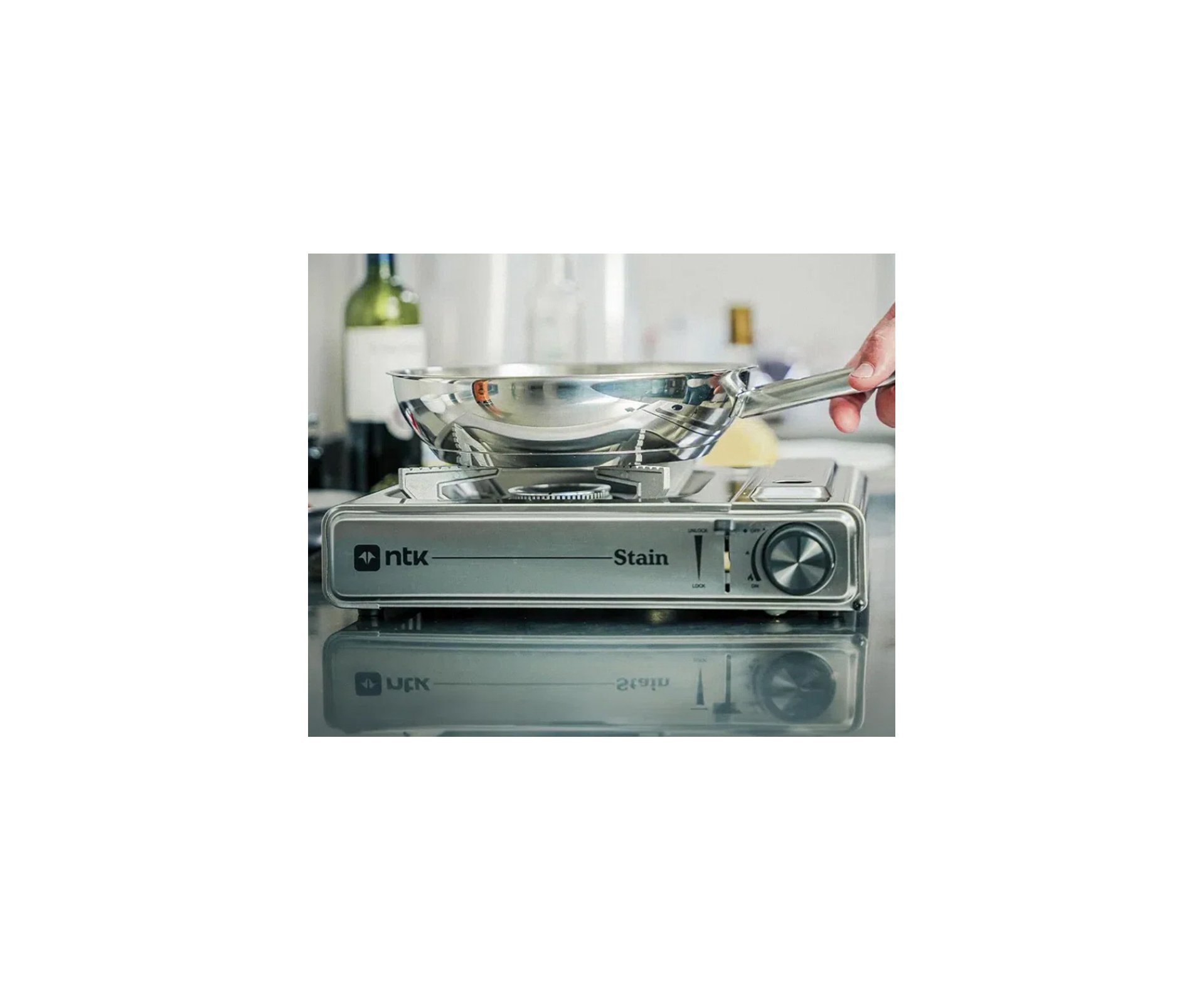 Fogareiro Frontier Inox Portatil Stain + Refil + Grill Plate