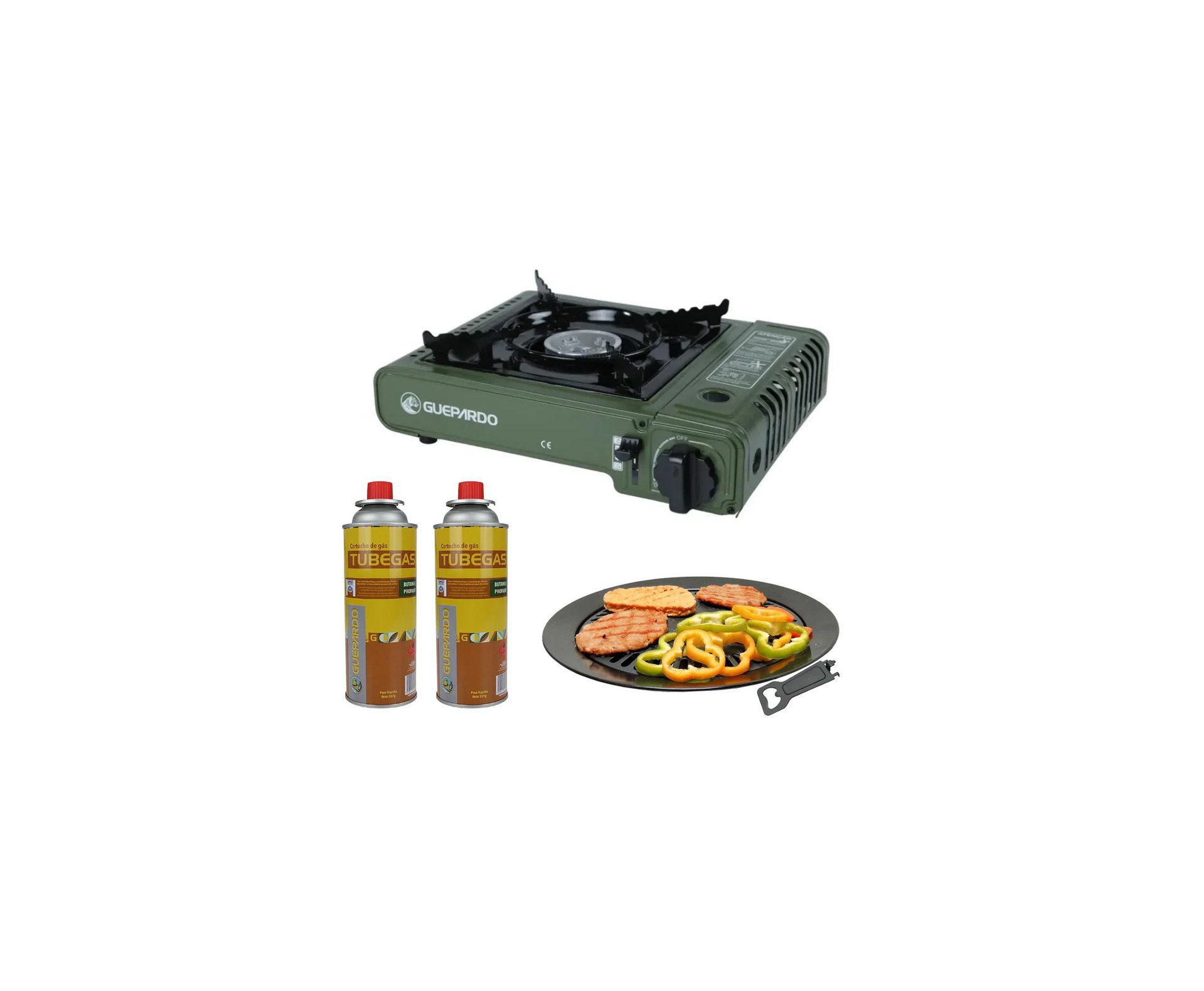 Fogareiro Horizontal Duppio + Refil + Grill Plate