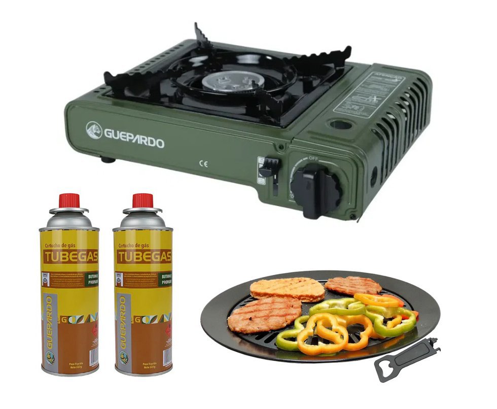 Fogareiro Horizontal Duppio + Refil + Grill Plate