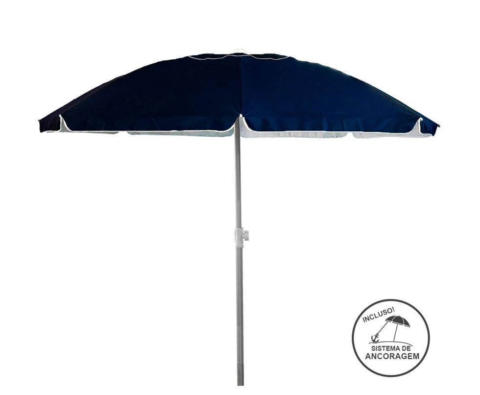 Guarda Sol Poliéster UV50+ Alumínio 2,50 x 2,5m Azul Marinho - Zaka