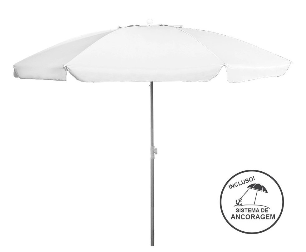 Guarda Sol Poliéster UV50+ Aluminio 2,50x2,50m Branco - Zaka