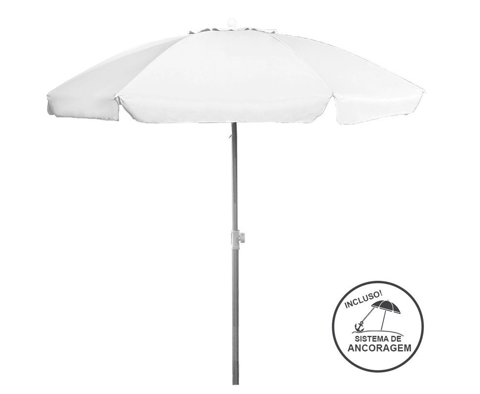 Guarda Sol Poliéster UV50+ Alumínio 2,00m Branco - Zaka
