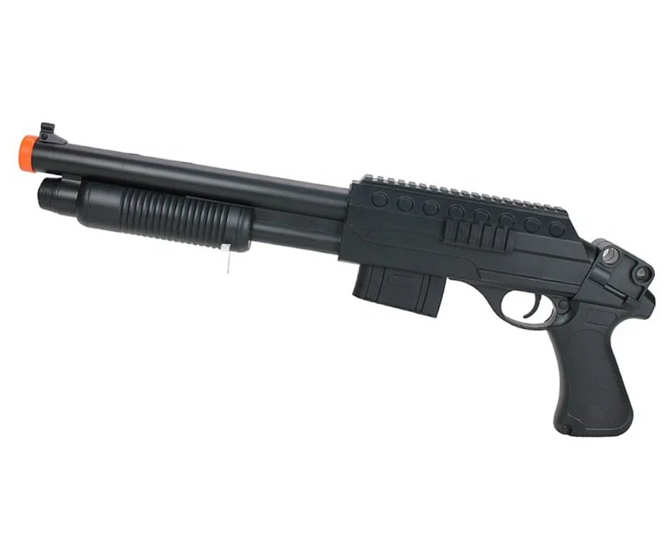 Shotgun de Airsoft VG Pump Tactical Short Mola 6mm - Rossi + Capa + 1.100 Esferas + Alvos