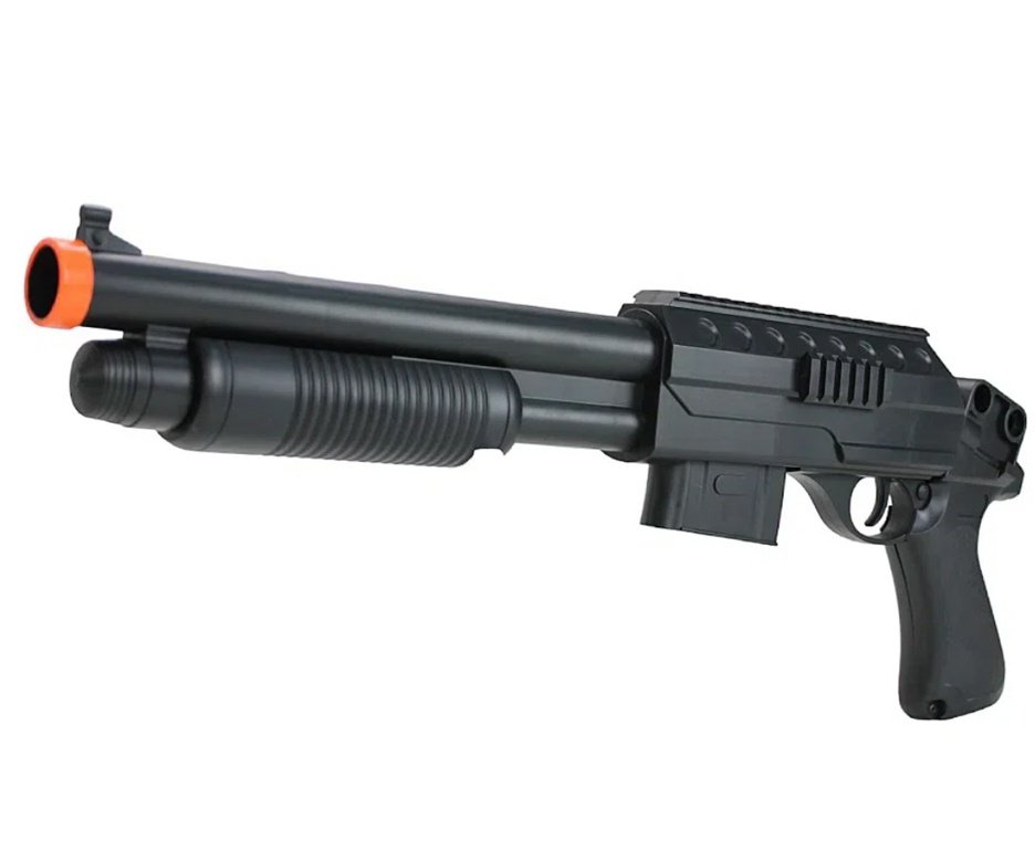 Shotgun de Airsoft VG Pump Tactical Short Mola 6mm - Rossi + Capa + 1.100 Esferas + Alvos