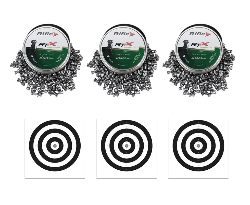 Kit 3 Chumbinho RTX 5.5 Rifle Premium Heavy com 250und - precisão + 30 Alvos