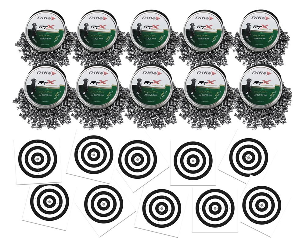 Kit 10 Chumbinho RTX 5.5 Rifle Premium Heavy com 250und - precisão + 100 Alvos