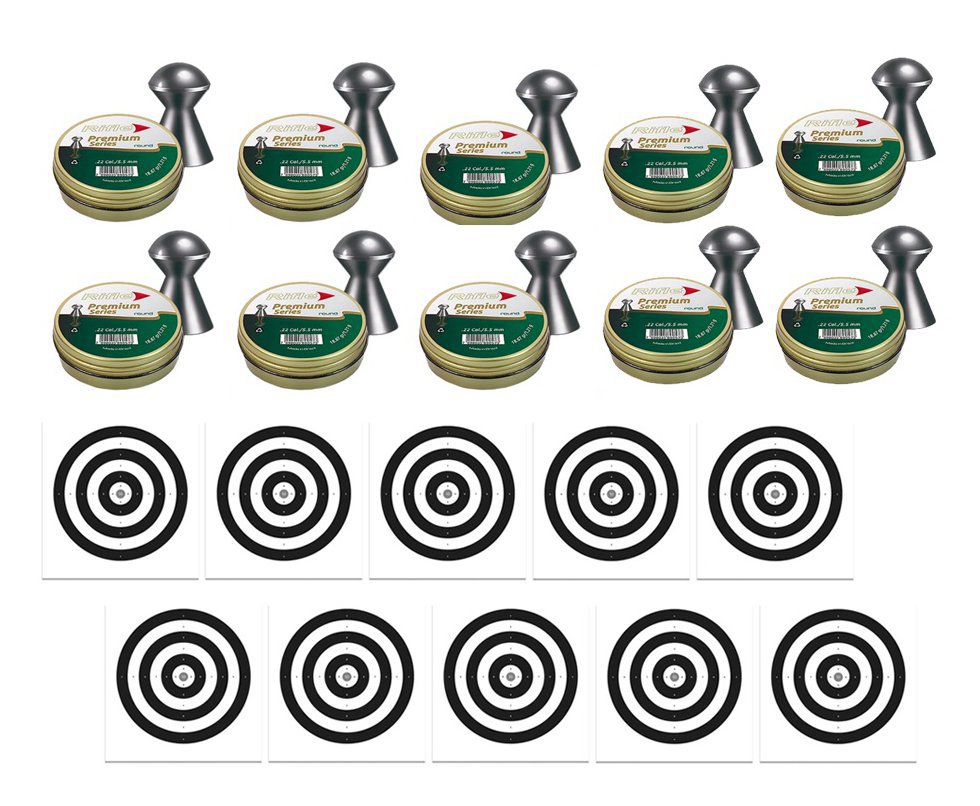 Kit 10 Chumbinho Rifle Premium Series Round 5,5mm - 125und + 100 Alvos