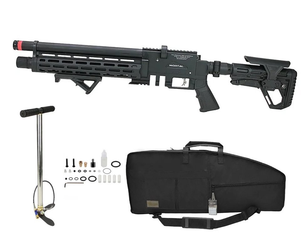 Carabina de Pressão PCP Puncher Mortal X Tactical 5.5 mm - Kral Arms + Bomba + Case Premium