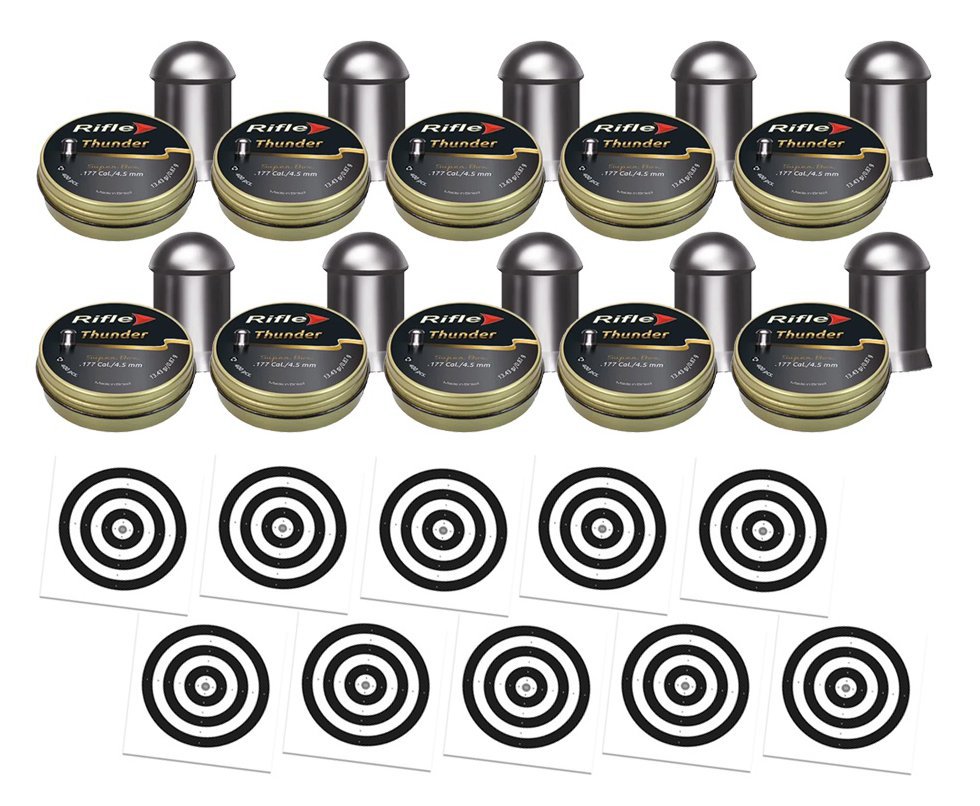 Kit 10 Chumbinho Rifle Thunder Super Box 4,5mm - 400 Un + 100 Alvos