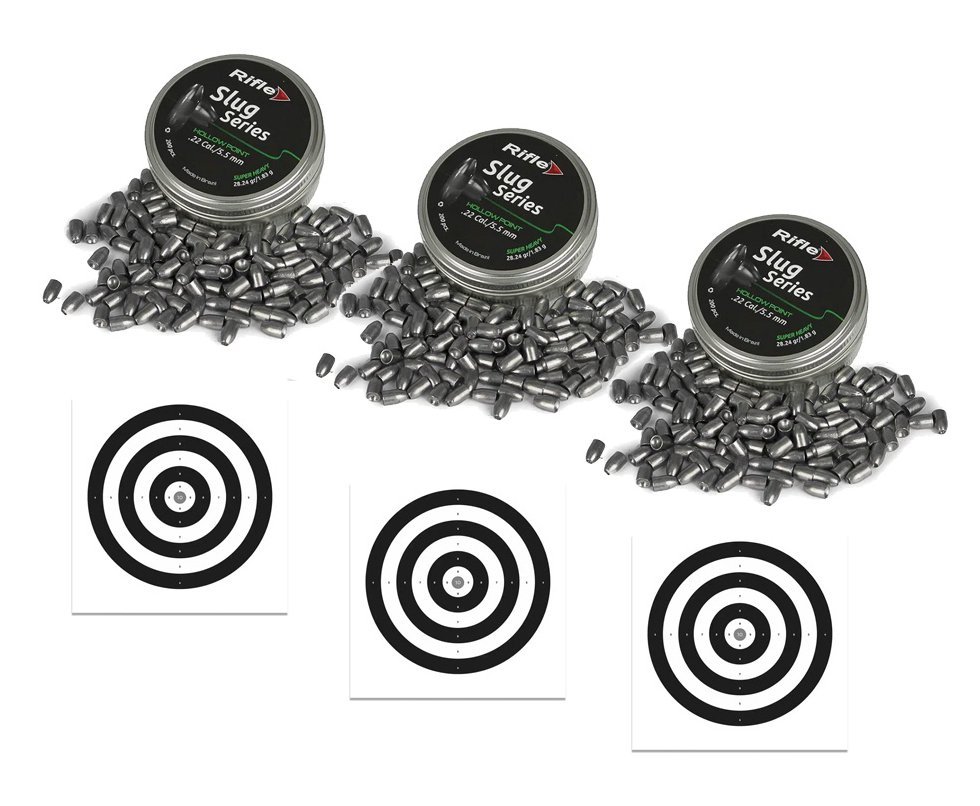 Kit 3 Chumbinho Rifle Slug Super Heavy 5,5mm SB 200und + 30 Alvos