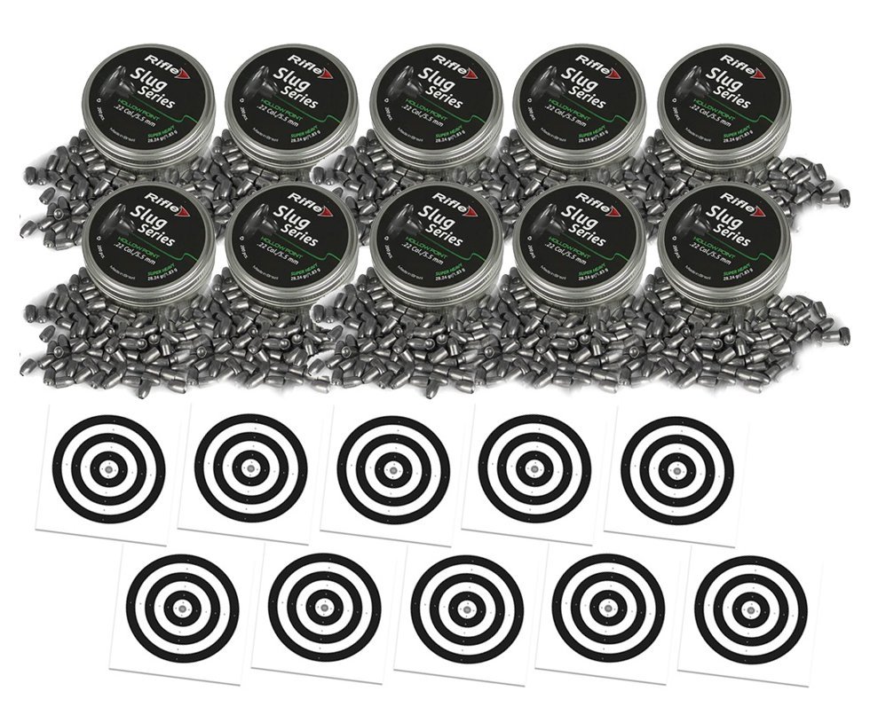 Kit 10 Chumbinho Rifle Slug Super Heavy 5,5mm SB 200und + 100 Alvos