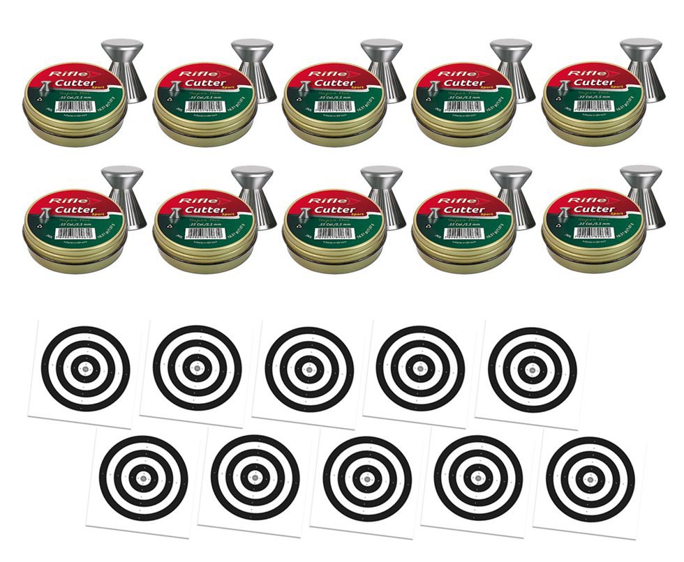 Kit 10 Chumbinho Rifle Cutter Sport 5,5mm Sport & Field 125 Unds + 100 Alvos