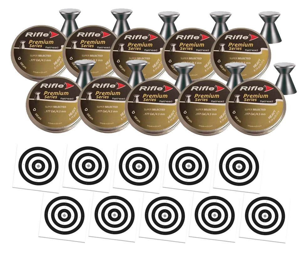 Kit 10 Chumbinho Rifle Super Selected FH Heavy 4.5 SB 500und + 100 Alvos