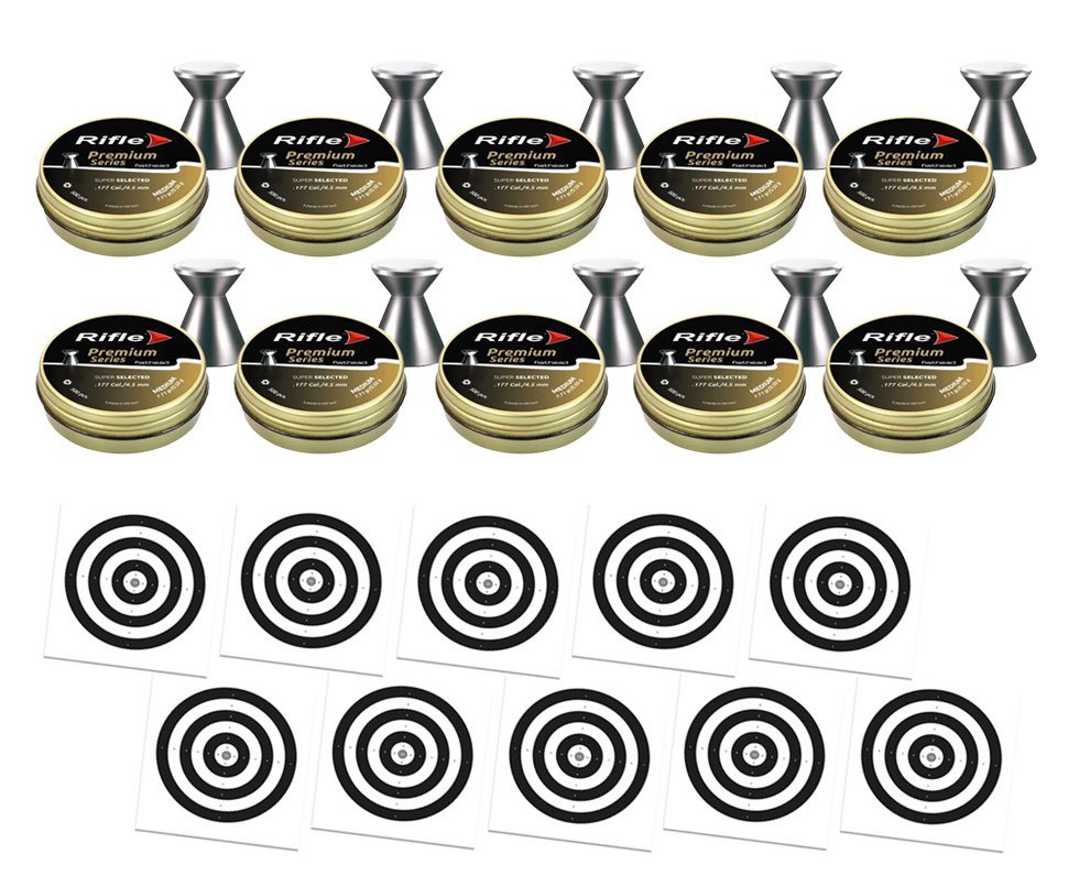 Kit 10 Chumbinho Rifle Super Selected FH Medium 4,5 SB + 100 Alvos