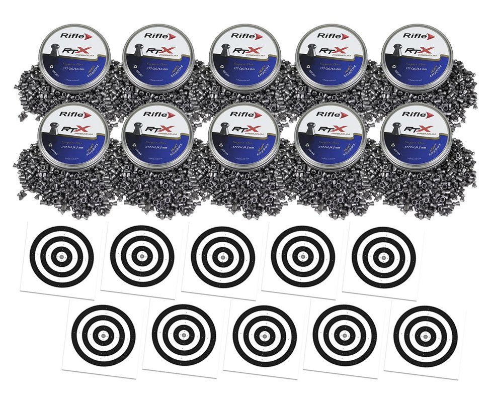 Kit 10 Chumbinho Rifle RTX Heavy Super 4,5mm 500und Precisão + 100 Alvos