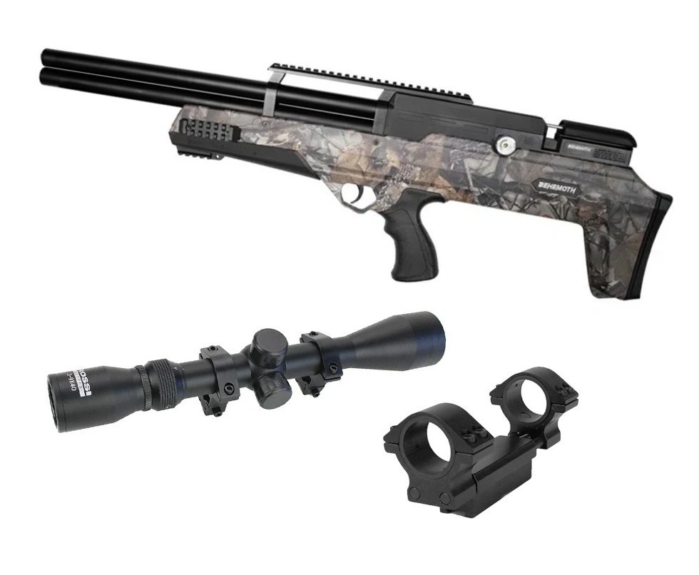 Carabina de Pressão PCP Behemoth PS-R2-SF 5,5mm Camuflada - Nova Vista + Luneta 3-9x40 + Mount De Absorção