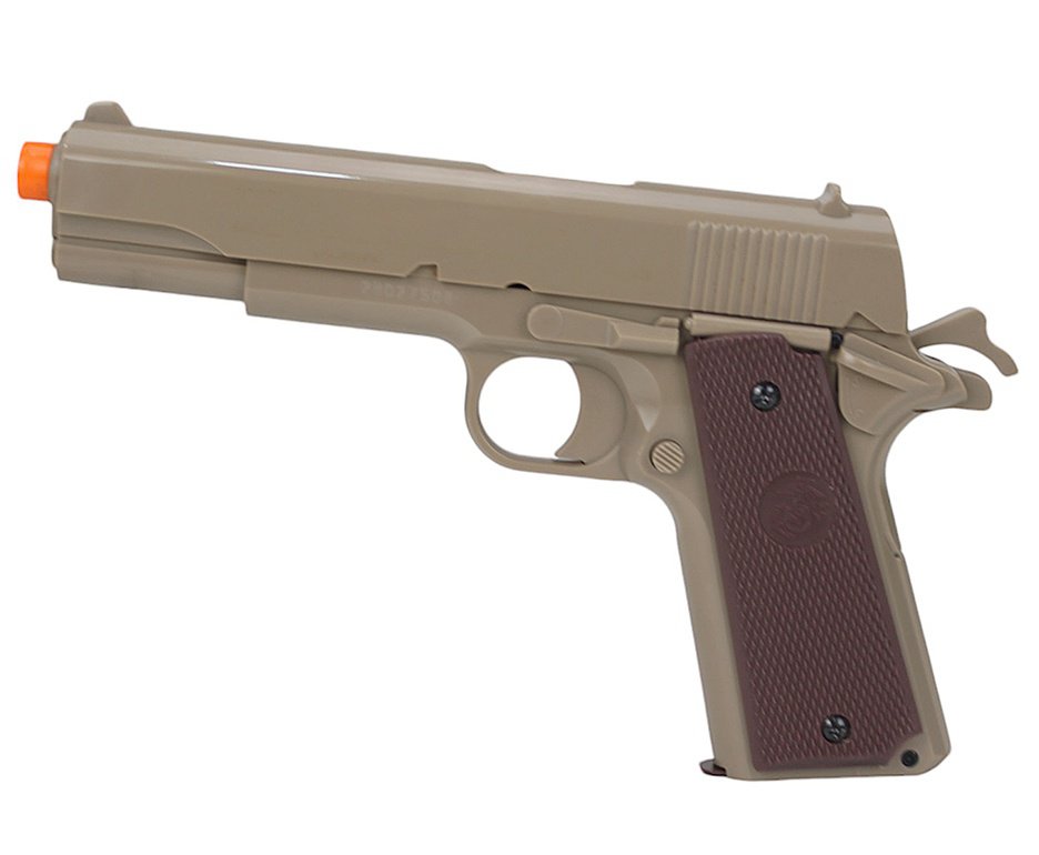 Pistola de Pressão Spring 1911 6mm Esferas de Alumínio Tan - KWC Rossi