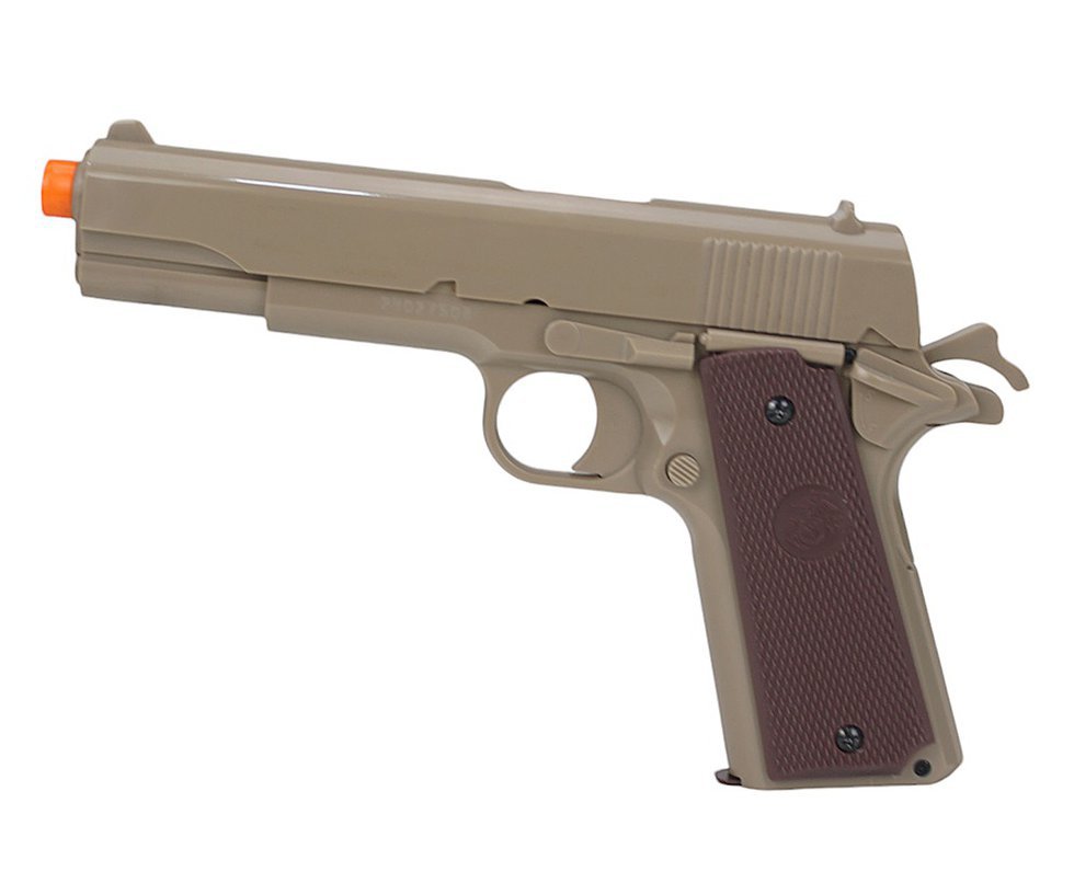 Pistola de Pressão Spring 1911 6mm Esferas de Alumínio Tan - KWC Rossi