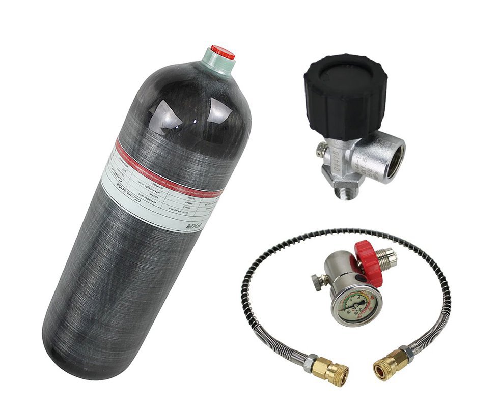 Cilindro Scuba FXR - Carbono 300ba 6,8L + Estação de Recarga DIN + Válvula