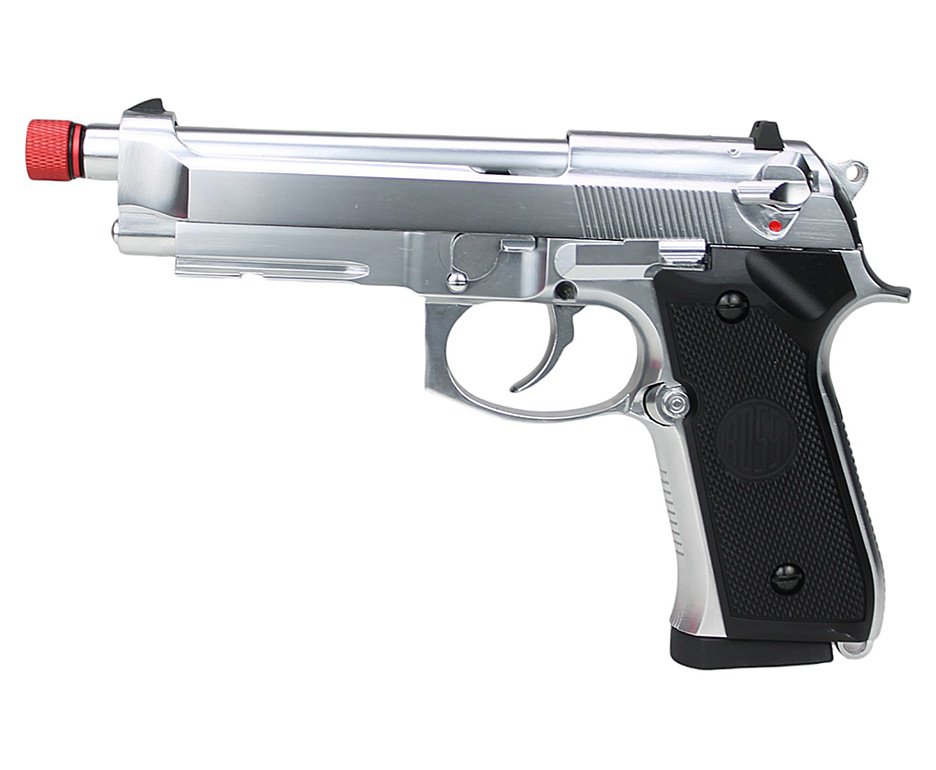 Pistola de Airsoft Gás GBB M92 Silver Full Metal 6mm - Rossi