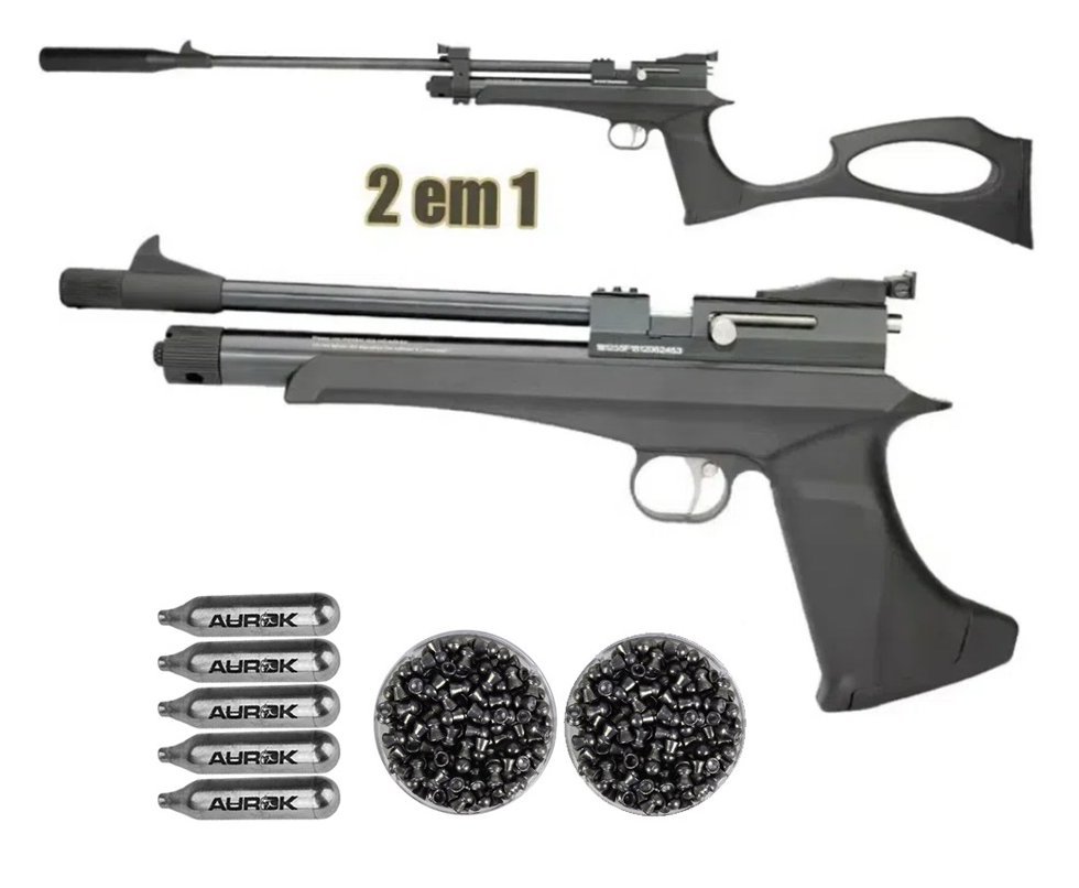 Carabina e Pistola de Pressão CO2 Artemis CP2 Hybrid 4,5mm - FXR + Co2 + Chumbinho